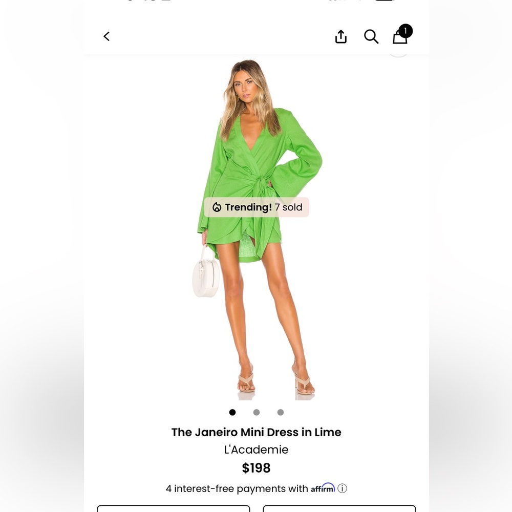 L'Academie Lime Long Sleeve Mini Dress